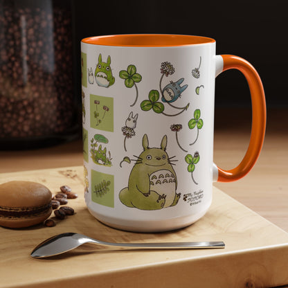 Totoro Green Accent Mug – Studio Ghibli Color Handle Coffee Cup – 11oz & 15oz Ceramic Gift for Anime Fans