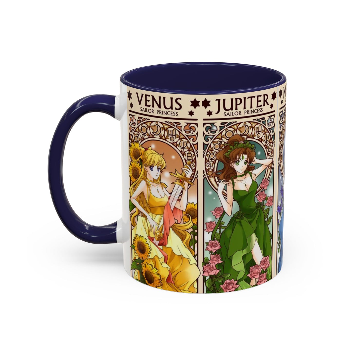Sailor Moon Inner Guardians Accent Mug – Color Handle Anime Cup 11oz & 15oz – Magical Girl Coffee Gift