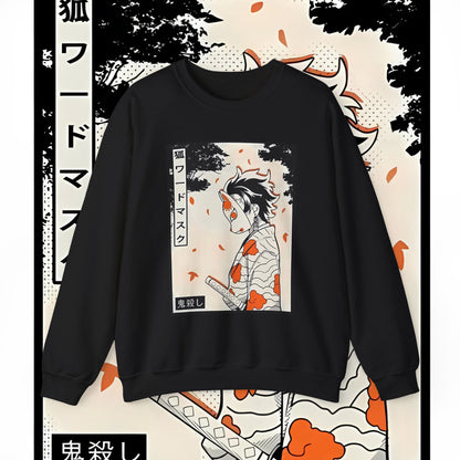 Tanjiro Kamado Mask Warrior Sweatshirt | 100% Cotton Anime Pullover | Demon Slayer Apparel