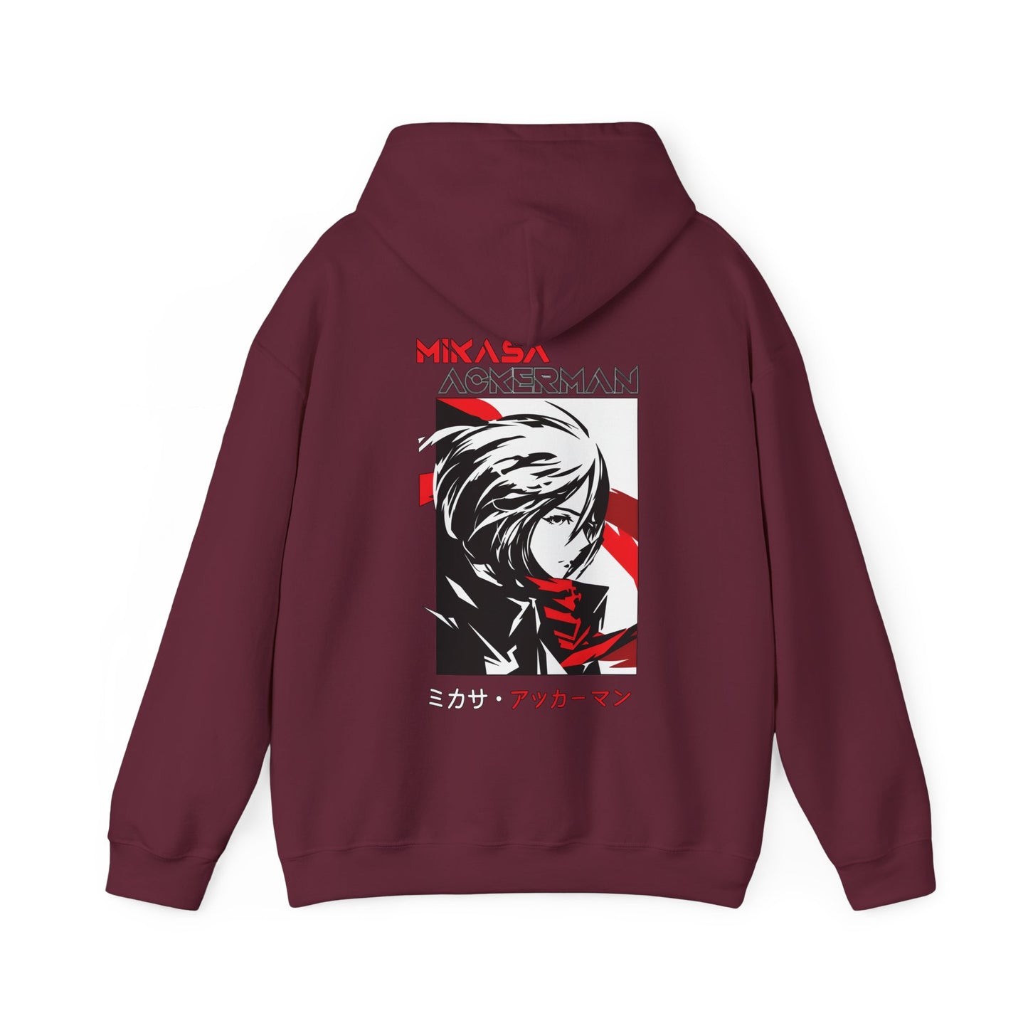 Mikasa Ackerman Hoodie 100% Cotton with Back Print – Attack On Titan Anime Pullover