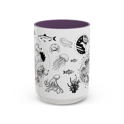 Ponyo World Sea Accent Mug – Studio Ghibli Color Handle Cup 11oz & 15oz – Ocean Anime Coffee Gift