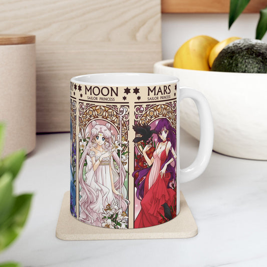 Sailor Moon Inner Guardians Mug – Magical Girl Anime Ceramic Cup 11oz & 15oz – Sailor Scouts Coffee Gift