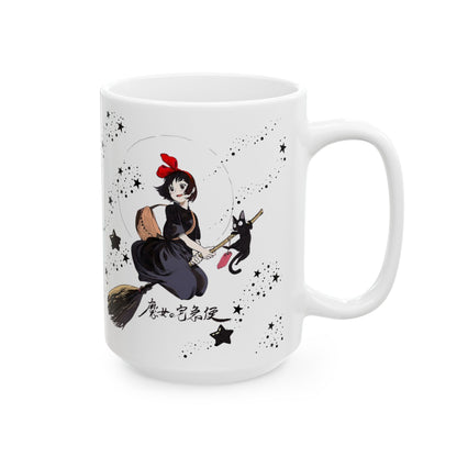 Kiki’s Delivery Service Mug – 11oz & 15oz Studio Ghibli Ceramic Coffee Cup – Cute Anime Gift for Fans