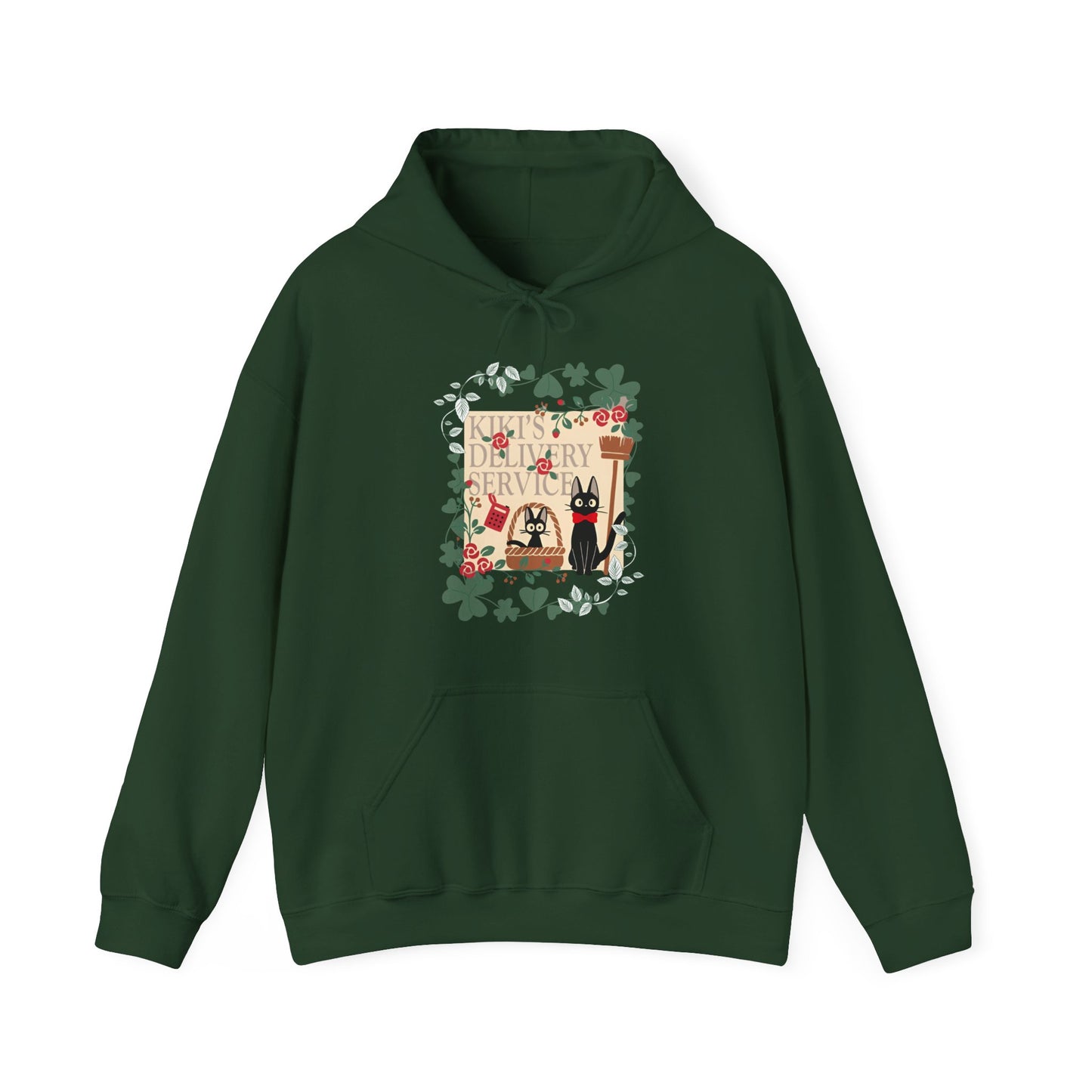 Kiki’s Delivery Service Hoodie – 100% Cotton Studio Ghibli Hoodie with Kiki and Jiji Design