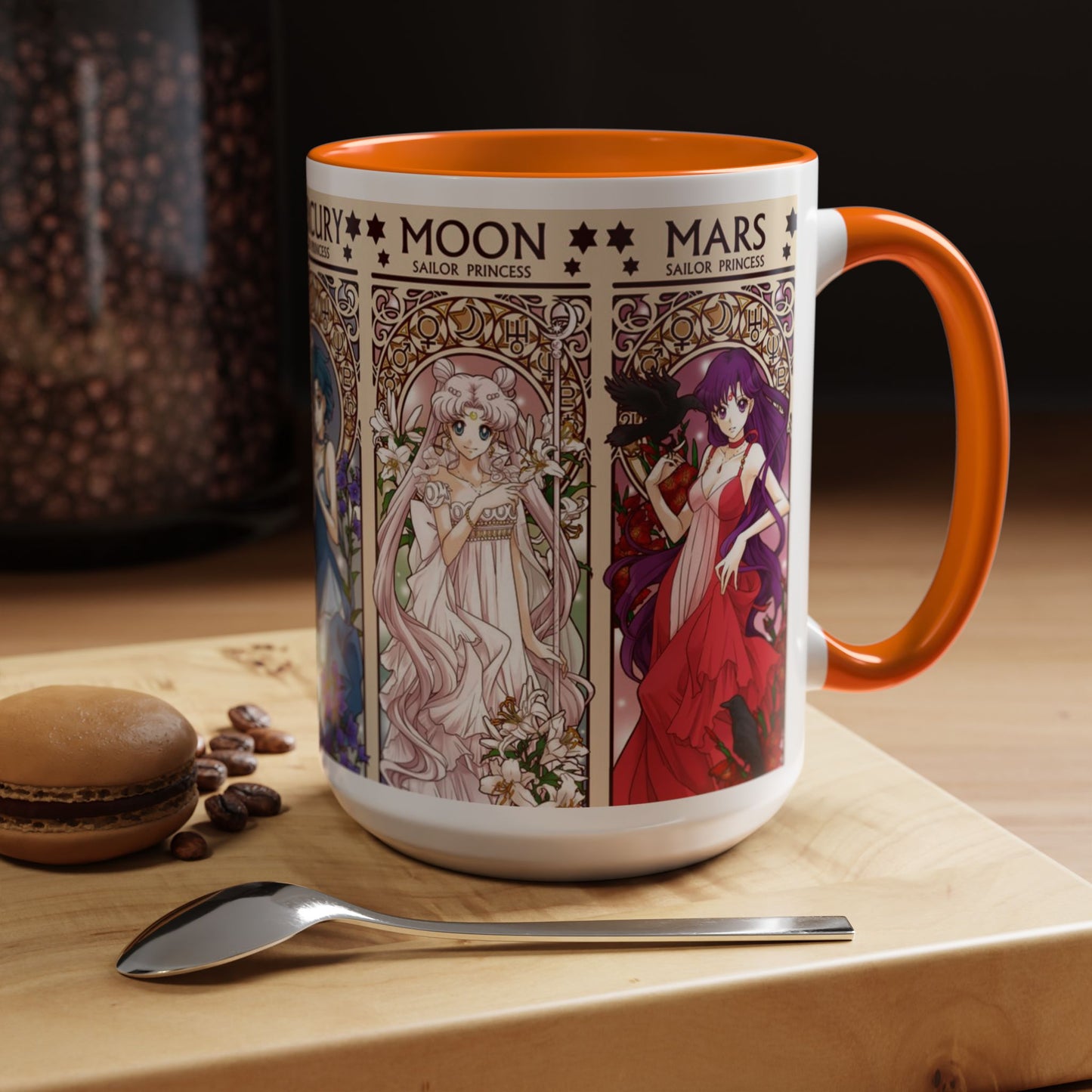 Sailor Moon Inner Guardians Accent Mug – Color Handle Anime Cup 11oz & 15oz – Magical Girl Coffee Gift