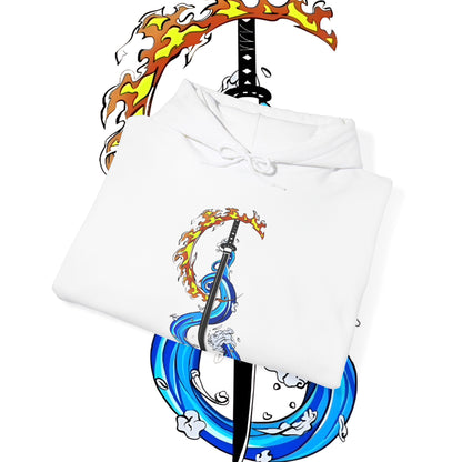 Demon Slayer Tanjiro Fire & Water Sword Art Hoodie | 100% Cotton Anime Hoody