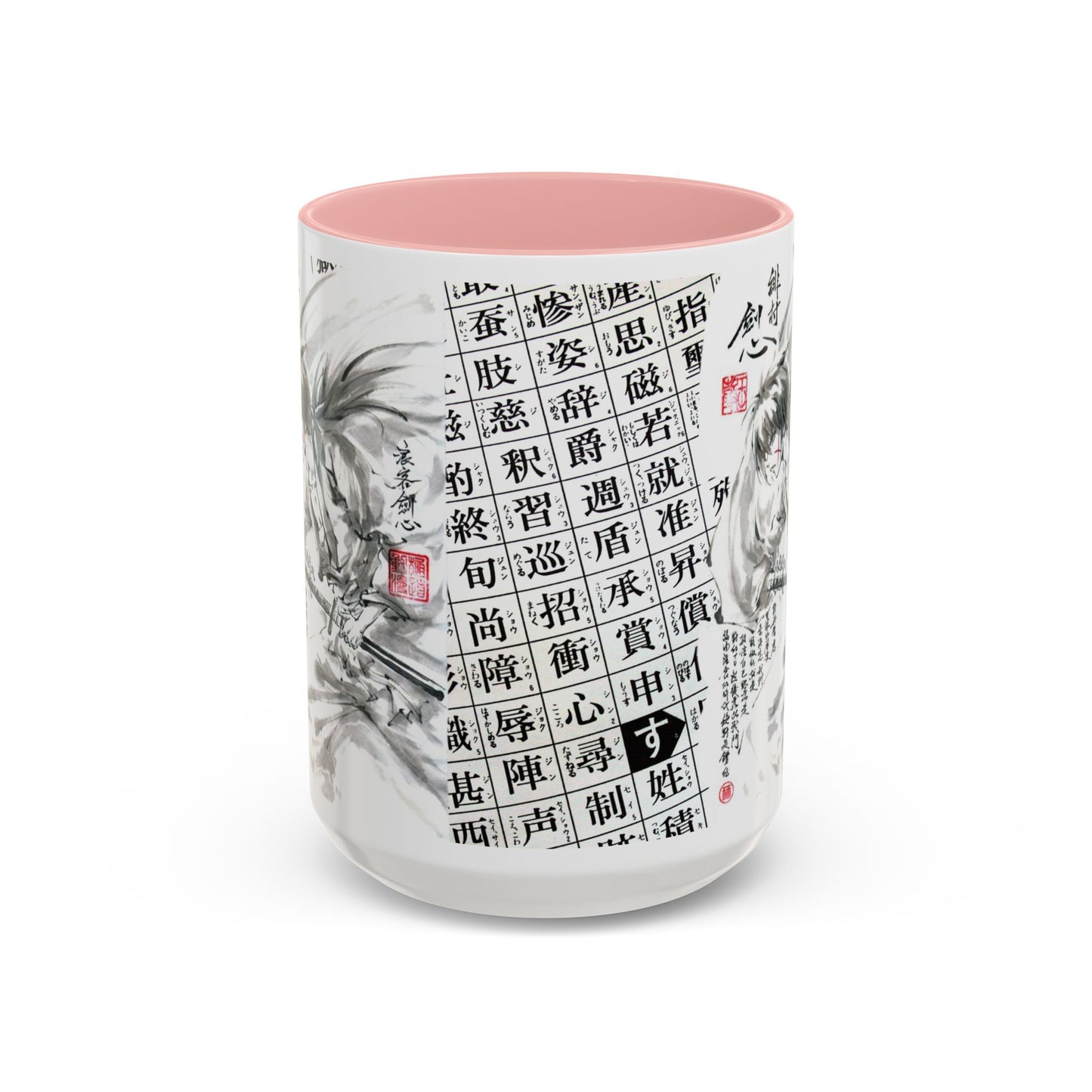 Rurouni Kenshin Kanji Accent Mug – Samurai Anime Color Handle Cup 11oz & 15oz – Japanese Sword Art Gift