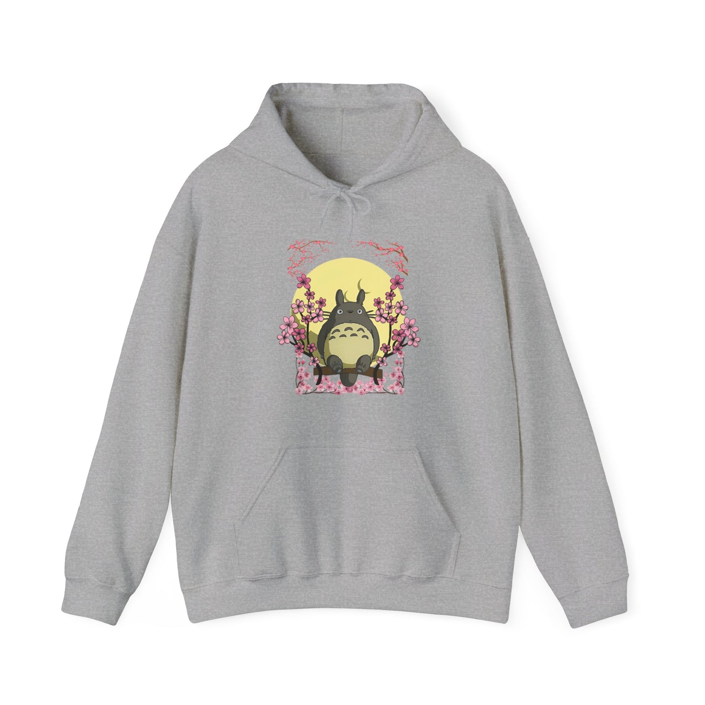 Totoro Sakura Moon Hoodie – 100% Cotton Studio Ghibli-Inspired Cherry Blossom Anime Sweatshirt