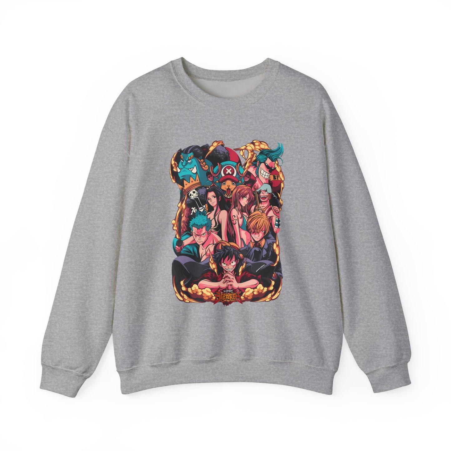 One Piece Characters Sweatshirt – 100% Cotton Anime Pullover Featuring Straw Hat Crew