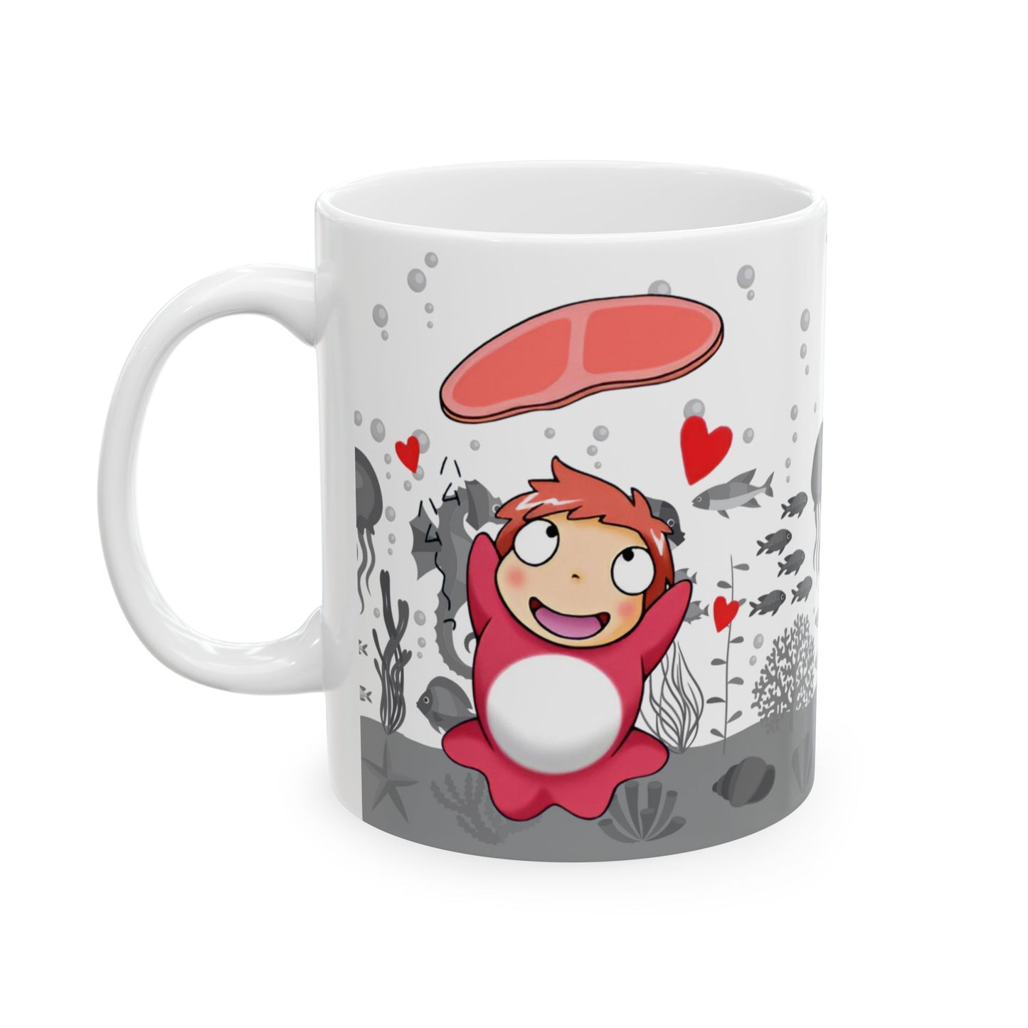 Ponyo Ham Mug – Cute Studio Ghibli Coffee Cup – 11oz & 15oz Anime Drinkware Gift