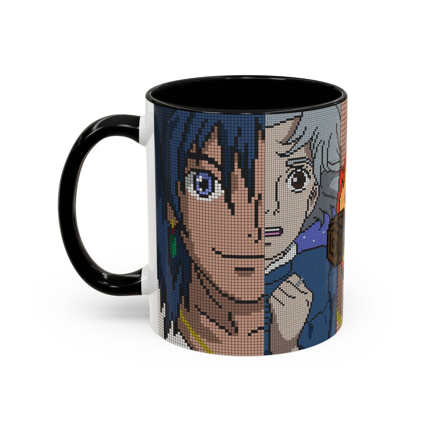 Howl's Moving Castle Pixel Accent Mug – Retro Anime Color Handle Cup 11oz & 15oz – Studio Ghibli Coffee Gift