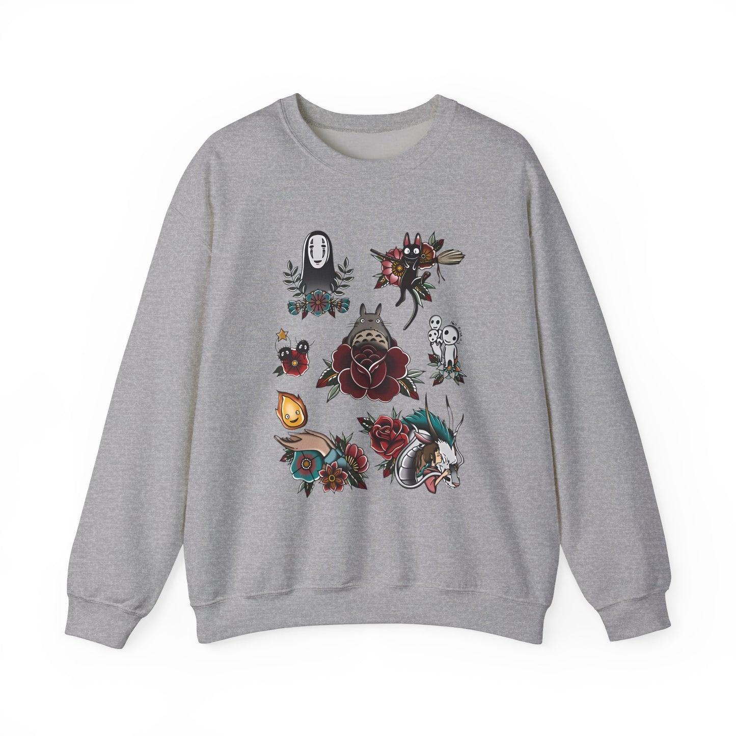Studio Ghibli Characters Sweatshirt – 100% Cotton Anime Crewneck Featuring Iconic Ghibli Heroes