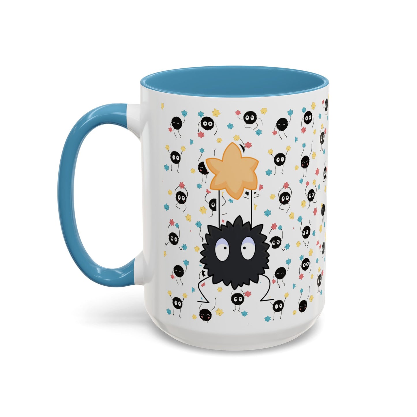 Soot Sprites Accent Mug – Studio Ghibli Color Handle Cup – 11oz & 15oz Ceramic Anime Gift