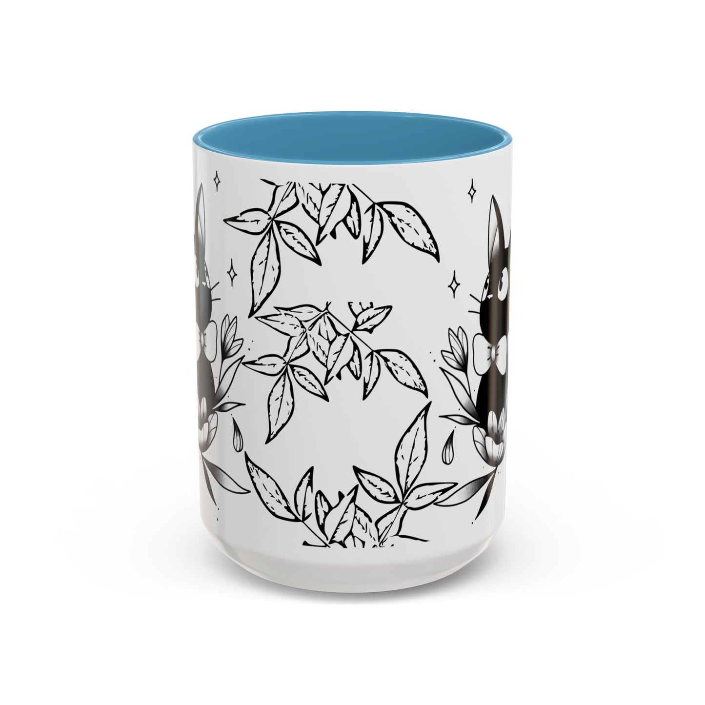 Jiji Cat Studio Ghibli Mug – 11oz & 15oz Accent Handle Coffee Cup – Cute Kiki’s Delivery Service Gift