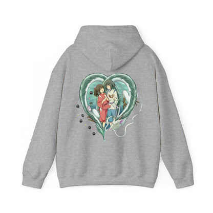 Chihiro and Haku Back Print Hoodie – 100% Cotton Spirited Away Anime Hoodie for Studio Ghibli Fans