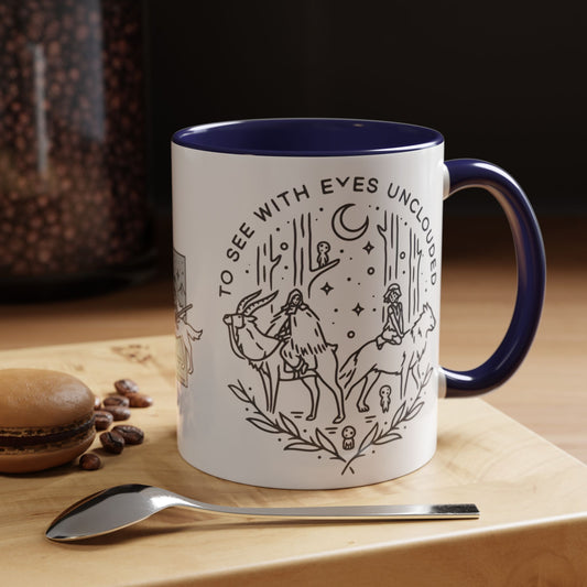 Princess Mononoke Art Accent Mug – Studio Ghibli Coffee Cup with Colored Handle – 11oz & 15oz Ceramic Anime Gift