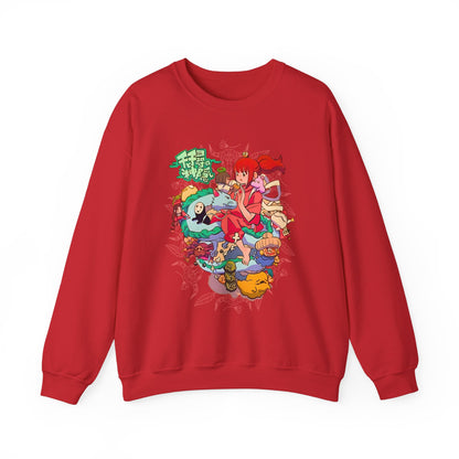 Spirited Away Characters Collage Sweatshirt – 100% Cotton Studio Ghibli Anime Pullover