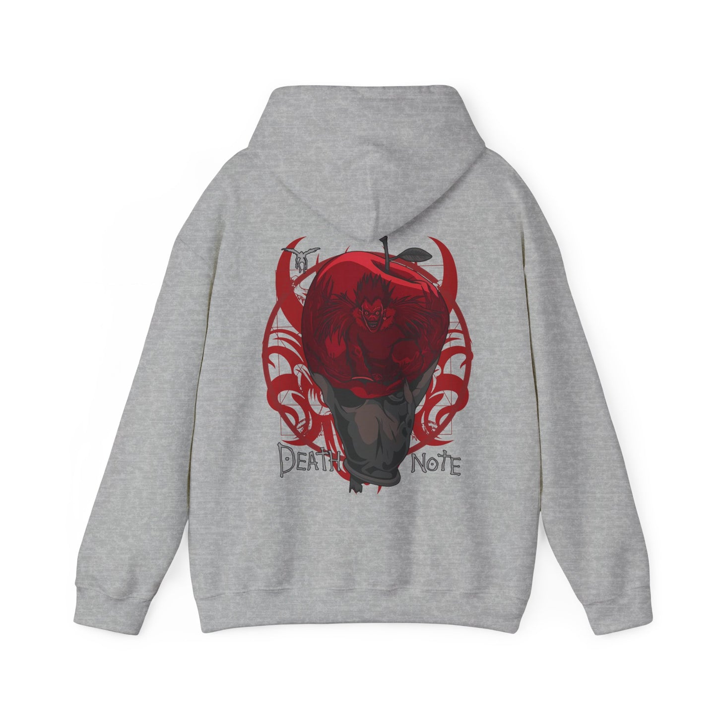Death Note Apple Back Print Hoodie – 100% Cotton Anime Hoodie with Ryuk Red Apple Design