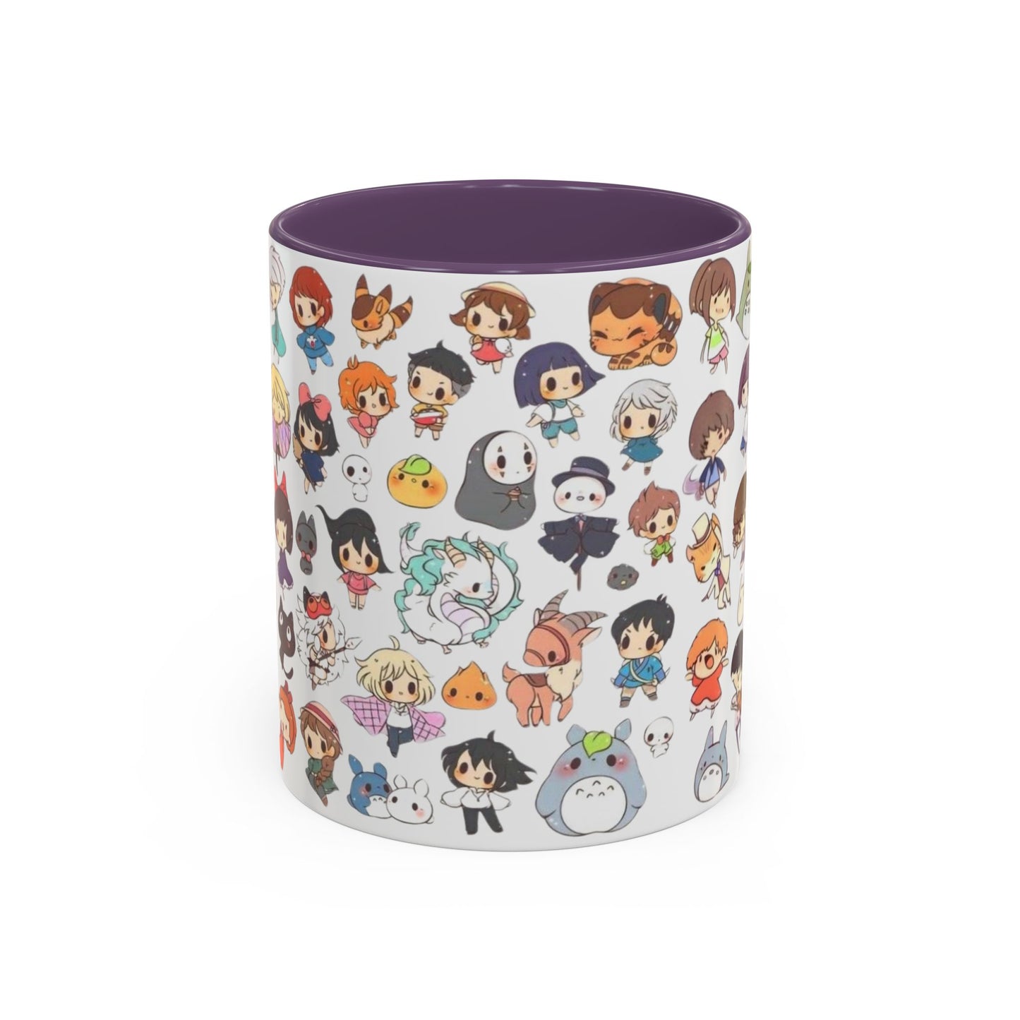 Studio Ghibli Chibi Characters Accent Mug – Color Handle Anime Cup – 11oz & 15oz Gift for Ghibli Fans