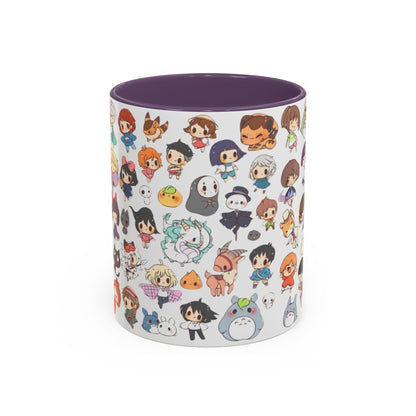 Studio Ghibli Chibi Characters Accent Mug – Color Handle Anime Cup – 11oz & 15oz Gift for Ghibli Fans