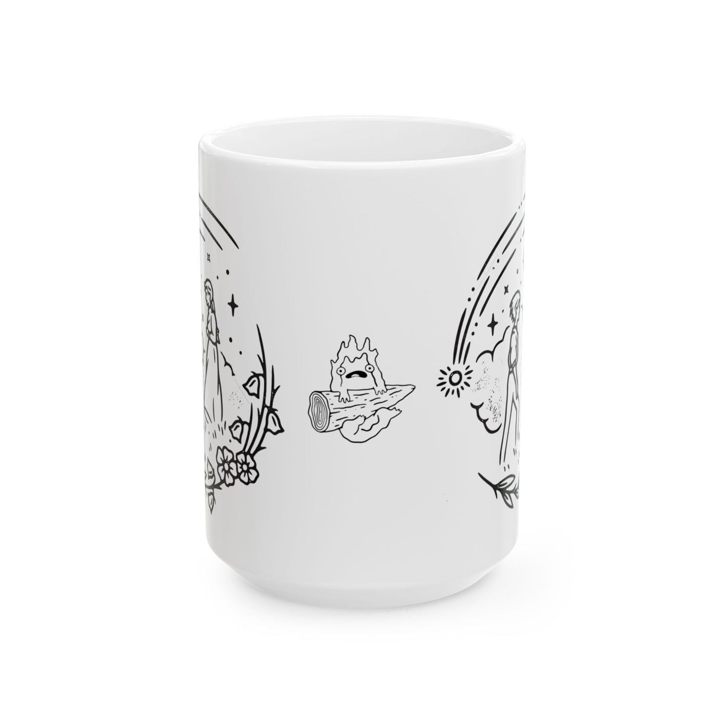 Calcifer Mug – Howl’s Moving Castle Ceramic Cup 11oz & 15oz – Studio Ghibli Anime Gift