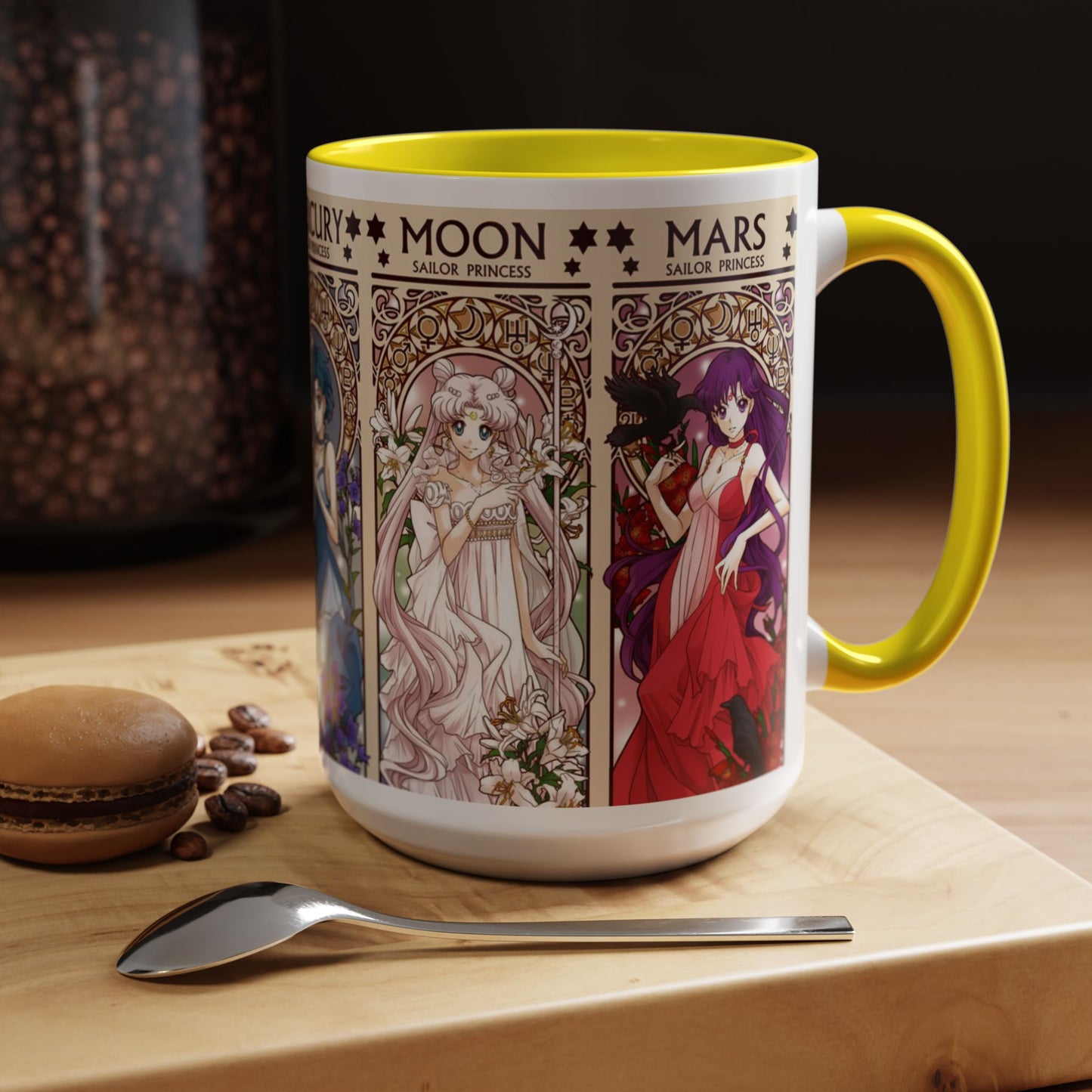 Sailor Moon Inner Guardians Accent Mug – Color Handle Anime Cup 11oz & 15oz – Magical Girl Coffee Gift