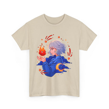 Calcifer and Sophie T-Shirt 100% Cotton Studio Ghibli Fan Tee