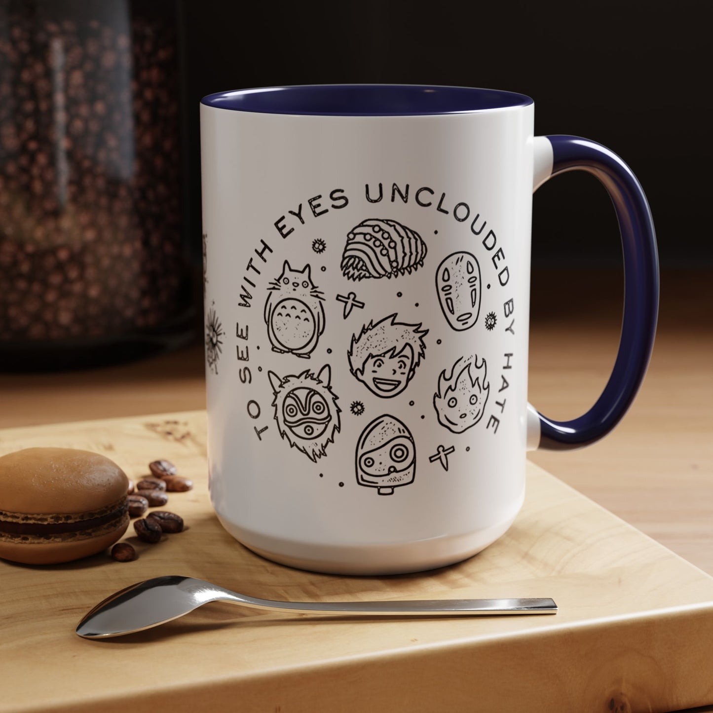 Universe Ghibli Accent Mug – Color Handle Anime Coffee Cup – 11oz & 15oz Studio Ghibli Ceramic Mug Gift