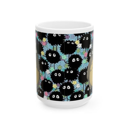 Totoro and Soot Sprites Mug – Studio Ghibli Ceramic Cup – 11oz & 15oz Coffee Mug Gift for Anime Fans
