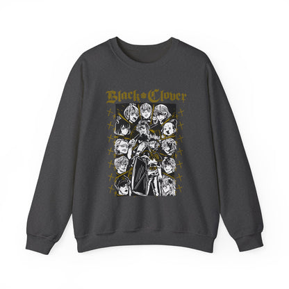 Black Clover Characters Sweatshirt – 100% Cotton Anime Pullover – Asta Yuno Noelle Crewneck for Fans