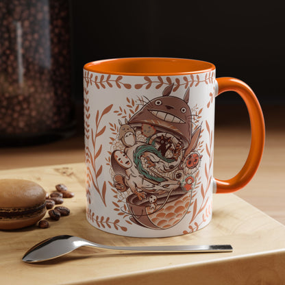 Totoro Matryoshka Accent Mug – 11oz & 15oz Studio Ghibli Inspired Coffee Cup with Color Handle
