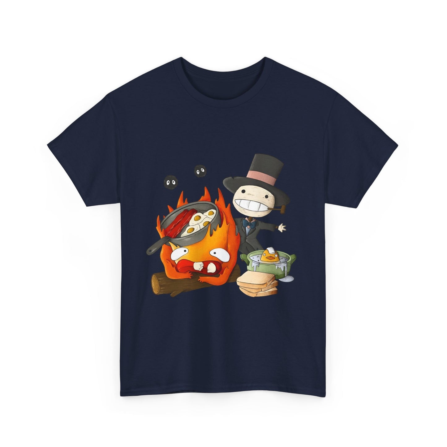 Calcifer Breakfast Shirt – Ghibli Cotton Tee for Anime Fans