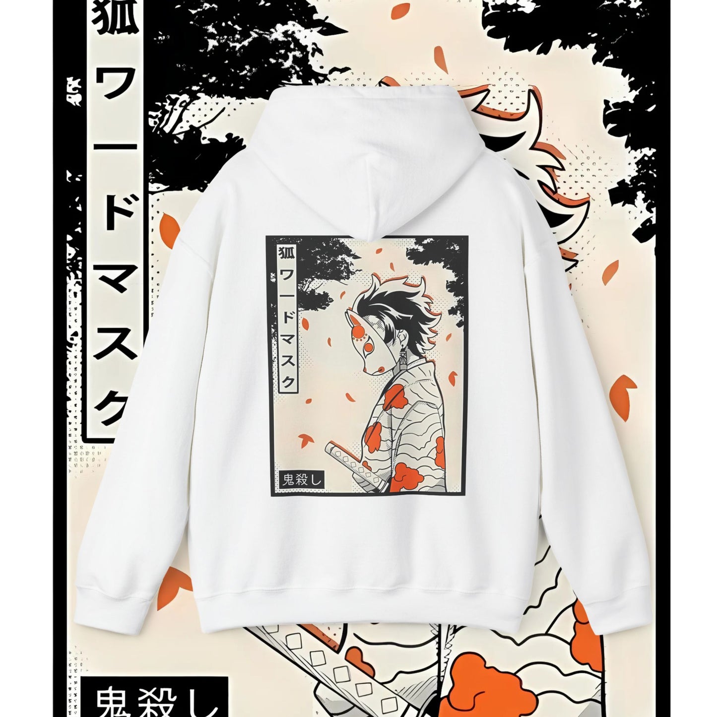 Tanjiro Kamado Mask Warrior Back Print Hoodie | 100% Cotton Demon Slayer Anime