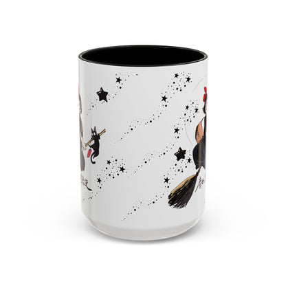 Kiki’s Delivery Service Accent Mug – 11oz & 15oz Ceramic Cup with Colored Handle – Studio Ghibli Anime Gift
