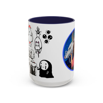 Spirited Away Moments Accent Mug – Color Handle Ghibli Cup 11oz & 15oz – Chihiro and Haku Anime Scene Gift