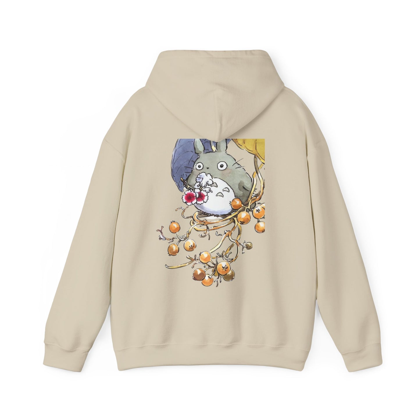 My Neighbor Totoro with Flowers Back Print Hoodie – 100% Cotton Studio Ghibli Floral Hoodie