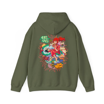 Spirited Away Characters Collage Hoodie with Back Print – 100% Cotton Studio Ghibli Anime Sweatshirt