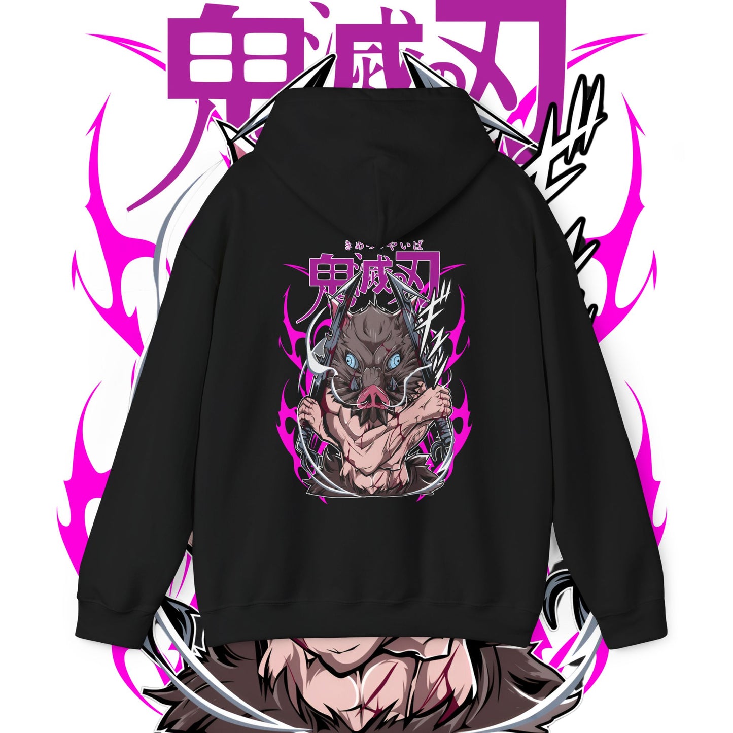 Inosuke Hashibira Demon Slayer Boar Back Print Hoodie | 100% Cotton Anime Hoodie