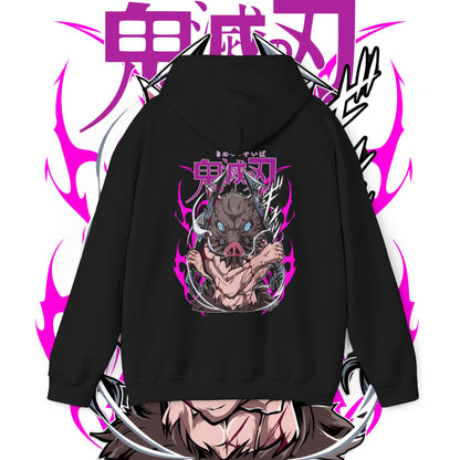 Inosuke Hashibira Demon Slayer Boar Back Print Hoodie | 100% Cotton Anime Hoodie