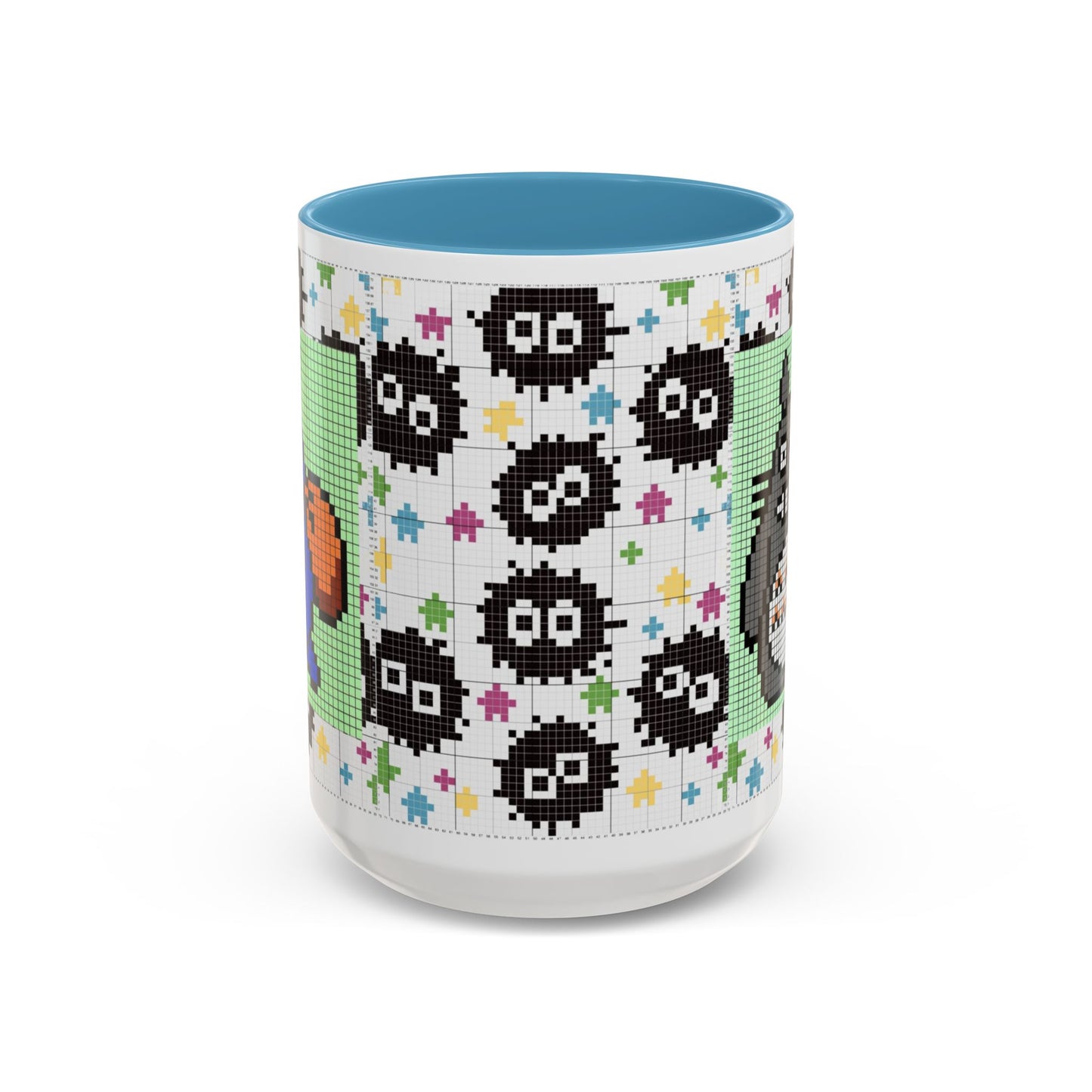 My Neighbor Totoro Pixel Accent Mug – Retro Ghibli Color Handle Cup 11oz & 15oz – Cute Anime Coffee Gift