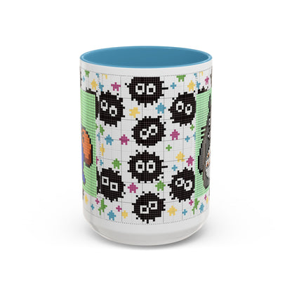My Neighbor Totoro Pixel Accent Mug – Retro Ghibli Color Handle Cup 11oz & 15oz – Cute Anime Coffee Gift