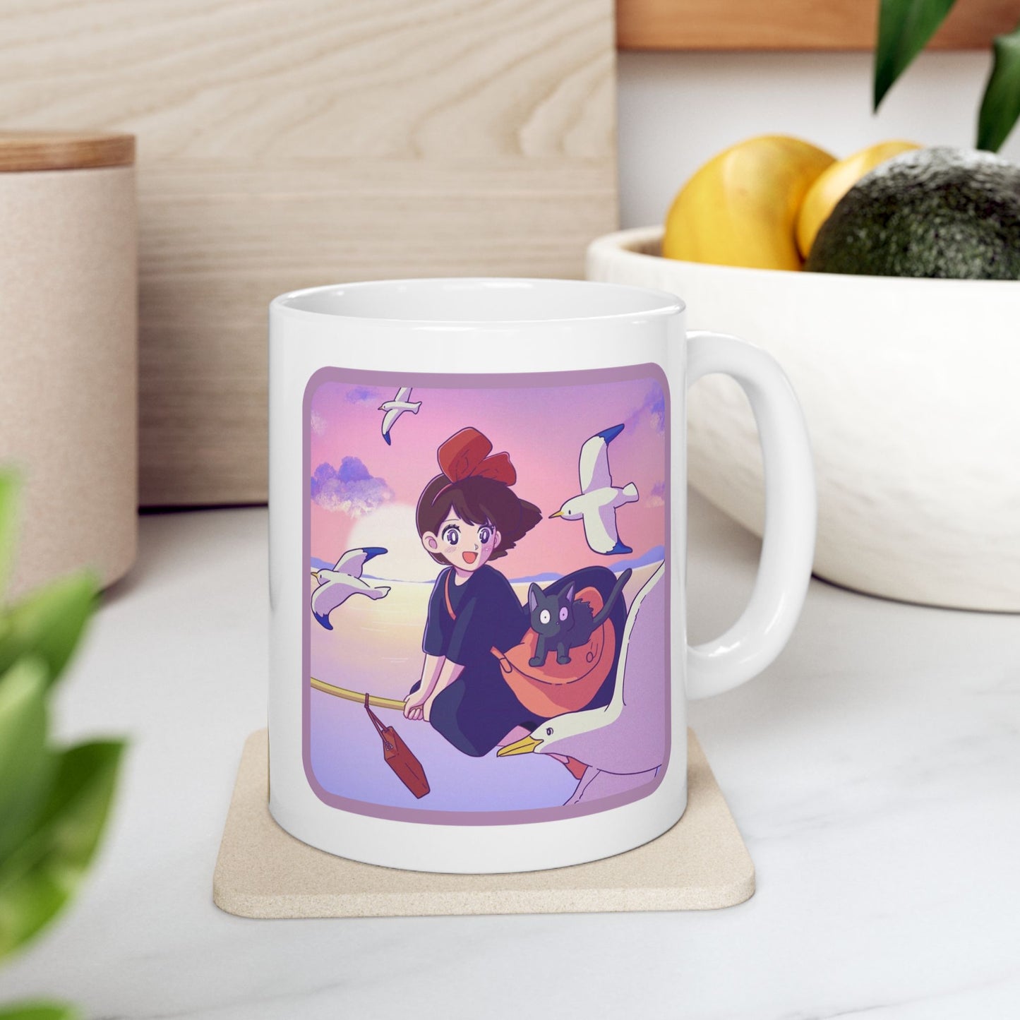Jiji Funny Mug – Kiki’s Delivery Service Coffee Cup 11oz & 15oz – Cute & Humorous Ghibli Cat Anime Gift