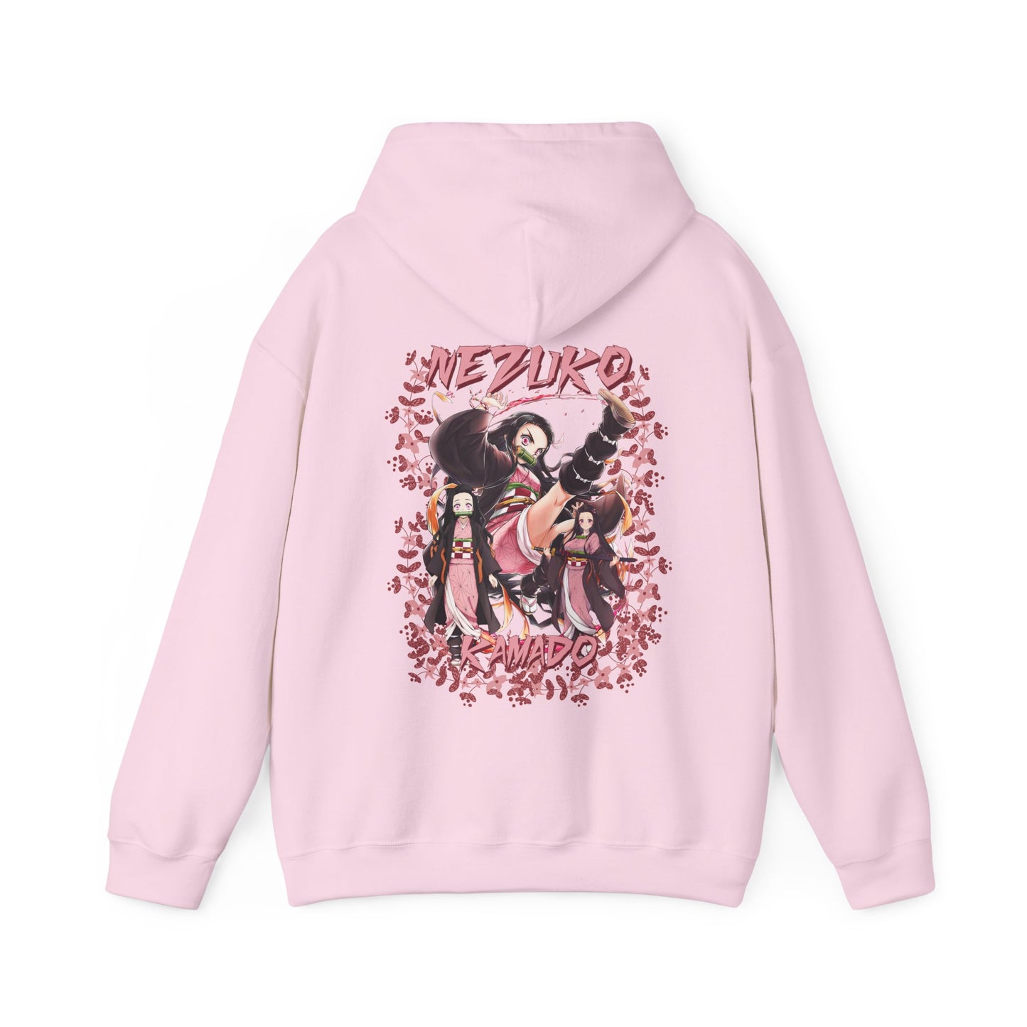 Nezuko Kamado Pink Flowers Back Print Hoodie – 100% Cotton Anime Hoodie for Demon Slayer Fans