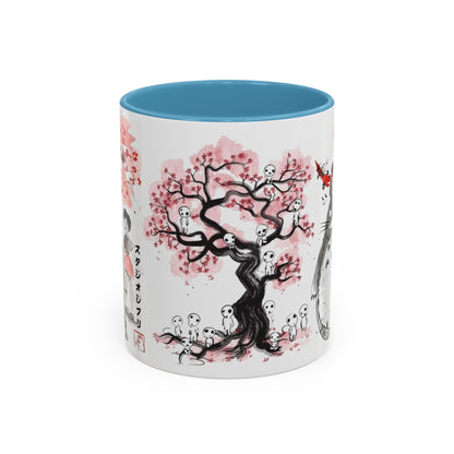 Totoro Sakura Forest Accent Mug – Color Handle Anime Cup 11oz & 15oz – Studio Ghibli Aesthetic Gift