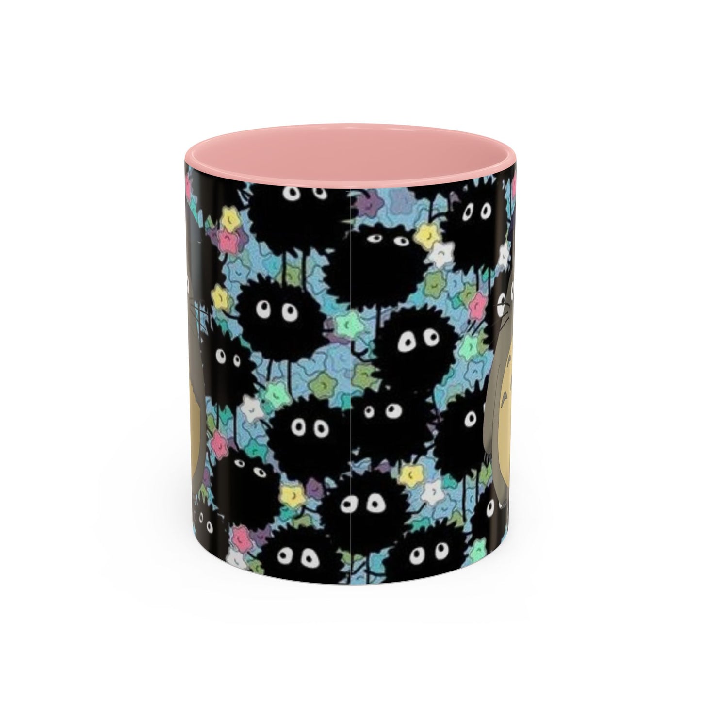 Totoro & Soot Sprites Accent Mug – Studio Ghibli Color Handle Cup – 11oz & 15oz Ceramic Anime Gift