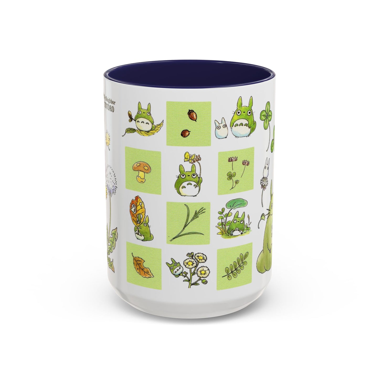 Totoro Green Accent Mug – Studio Ghibli Color Handle Coffee Cup – 11oz & 15oz Ceramic Gift for Anime Fans
