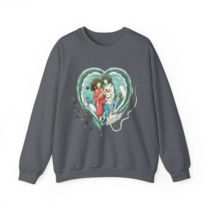 Chihiro and Haku Love Sweatshirt – 100% Cotton Spirited Away Anime Pullover for Studio Ghibli Fans