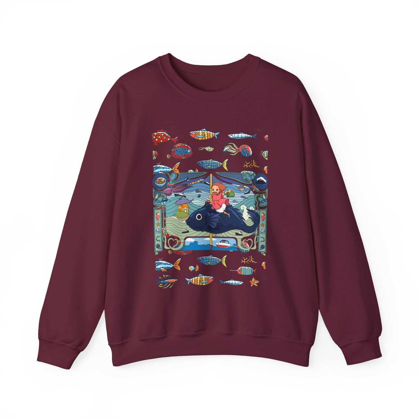Ponyo Sea Love Sweatshirt – 100% Cotton Studio Ghibli Pullover for Anime and Ocean Lovers
