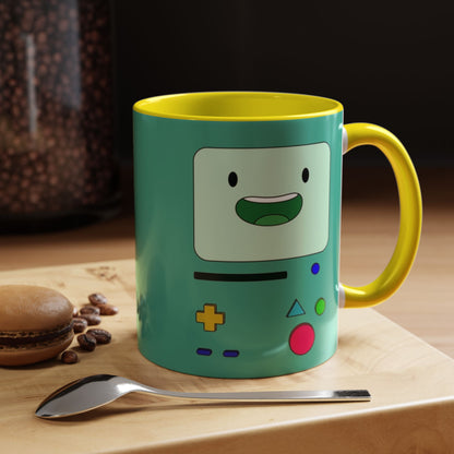 BMO Adventure Time Accent Handle Mug – Colorful Beemo Cup – 11oz & 15oz Ceramic Gift for Cartoon Fans