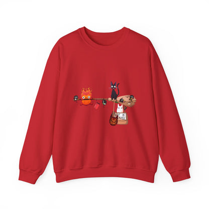 Calcifer Jiji Soot Sprites Sweatshirt – 100% Cotton Studio Ghibli Cozy Anime Pullover